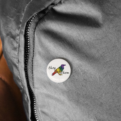 Spiral Crow - they/them - Classic Pride Rainbow Pin