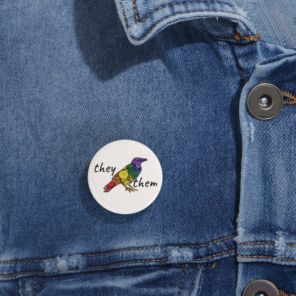 Spiral Crow - they/them - Classic Pride Rainbow Pin